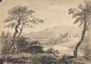 Landscape with Two Trees and Castle by William Gilpin