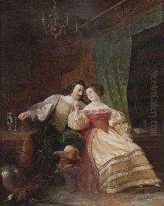 Enamorados En Interior Holandes by Georges Jules Auguste Cain