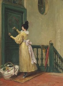 The Flower Girl by Georges Jules Auguste Cain