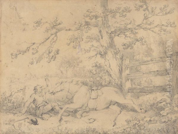 Fallen Horse and Rider, The Hunt Disappearing Left - view 1