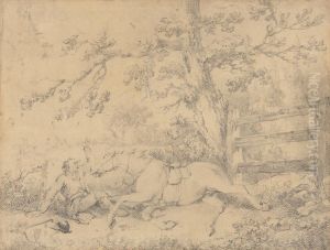 Fallen Horse and Rider, The Hunt Disappearing Left by George Morland