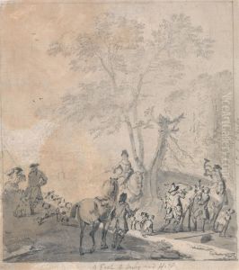 a Lady Rider Converses with a Gentleman Standing by His Horse... a Lady Rider Converses with a Gentleman Standing by His Horse...