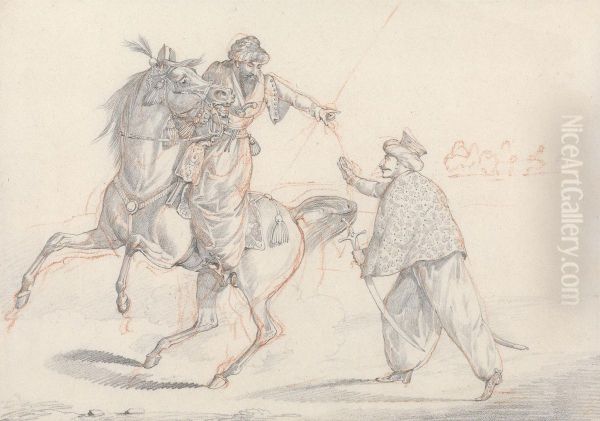 Two Mamelukes Talking, One Mounted - view 1