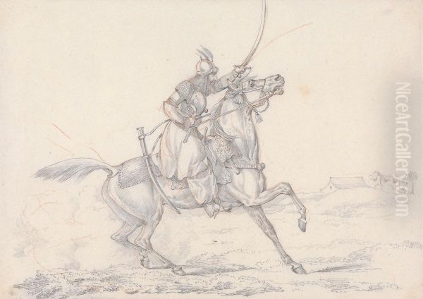 Mounted Mameluke Brandishing a Sword - view 1