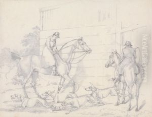 Hunting, Unkennelling with Two Riders Watching