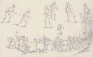 Scenes of Cricket and a Waggoner With His Team Scenes of Cricket and a Waggoner With His Team