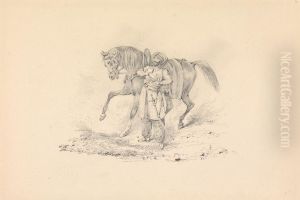 Turbaned Cavalryman Standing Beside a Horse