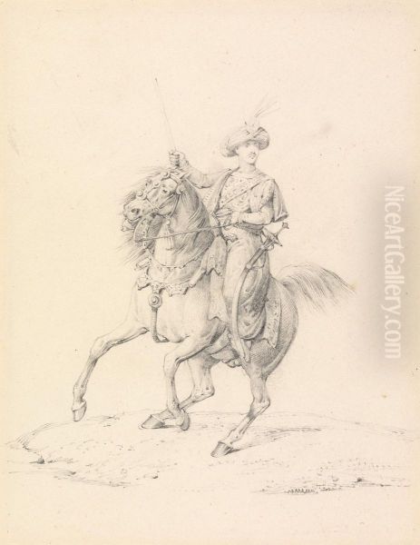 Turbaned Cavalryman on a Horse - view 1