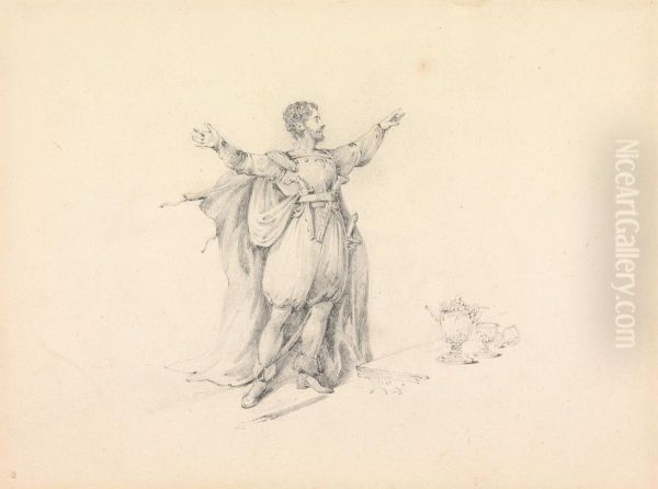 A Character (? Macbeth) in Renaissance Dress... - view 1