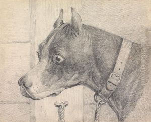 Head and Shoulders of a Boxer Dog, Profile Left, Wearing a Leather Collar A ttached to a Ring Post by Henry Thomas Alken