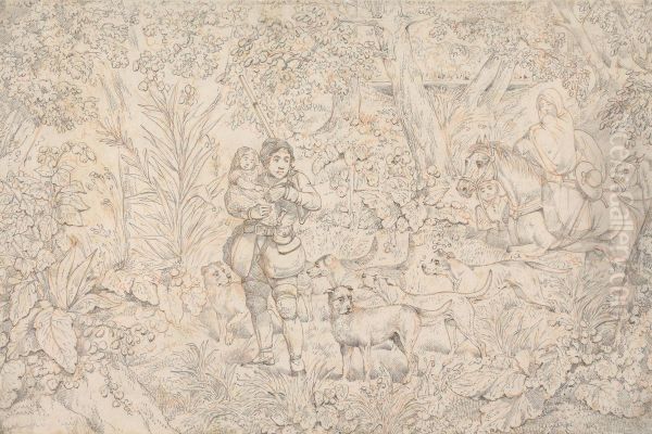 " Drawing For the Soft-ground Etching of 'Through the Wood' - view 1