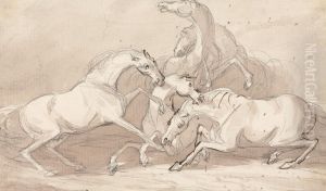 A Group of Five Horses Fighting by Sawrey Gilpin