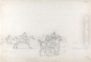 The Start, With Rider in Foreground Mounting on Off-Side by Sawrey Gilpin
