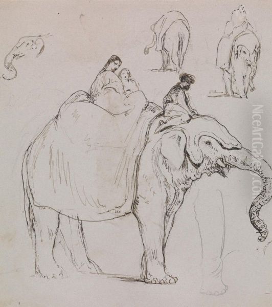Figures on an Elephant and Other Elephant Studies - view 1
