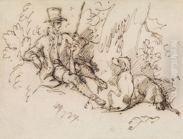 Sportsman and Two Dogs - view 1