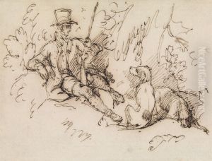 Sportsman and Two Dogs by Sir Edwin Henry Landseer