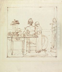 Woman and Girl at a Writing Desk by Benjamin West