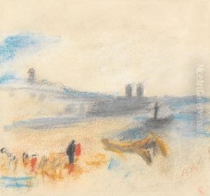 Port with Moored Steamship by Hercules Brabazon Brabazon