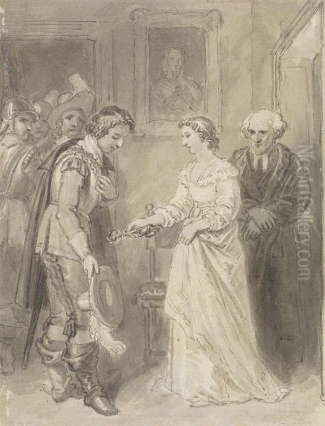 A Girl Giving a Key to a Cavalier - view 1