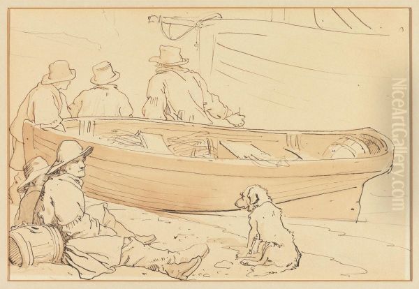 Fisherman by a Boat with a Dog - view 1