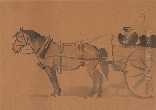 Auntie Bee with her two Nieces in a Pony Cart - view 1