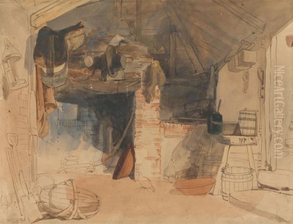 Study of a Rustic Interior Scene - view 1