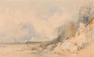 Figures on a Cliff Path near Dover by James Baker Pyne