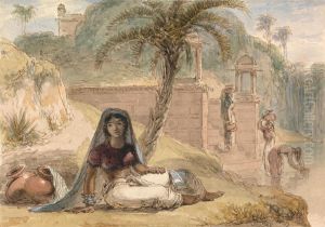 Indian Girl Seated by a River by William Daniell RA