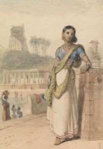 A High Caste Woman Standing by a Wall A High Caste Woman Standing by a Wall
