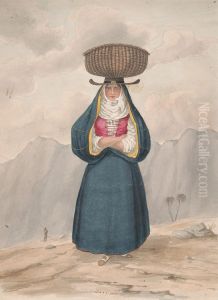 Peasant woman with basket on her head - La Palma, 1828 by Alfred Diston