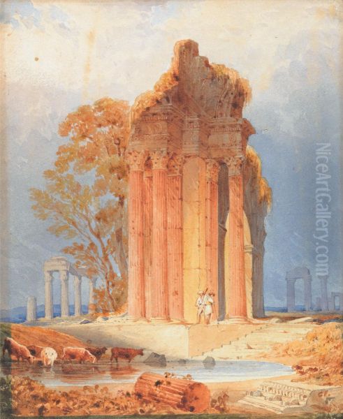 Cattle Watering by Corinthian Columns - view 1