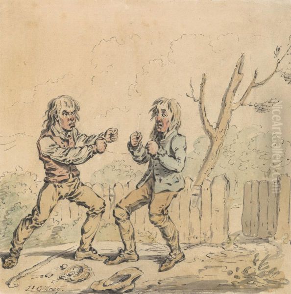 Two Men at Fisticuffs - view 1