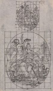 Seated Women Being Crowned by a Winged Genius Seated Women Being Crowned by a Winged Genius