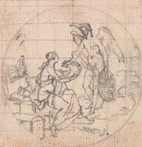 Figure of Britannia (?) and Fortune (?) or Victory (?)