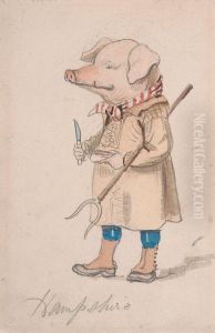 Caricature of the County Hampshire by John Leech