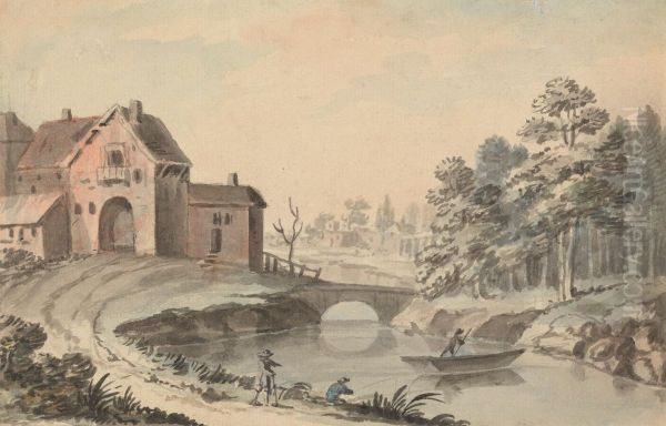 Figures in a Landscape by a River - view 1