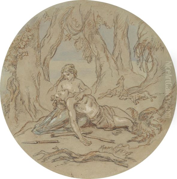 One of eighteen designs for a series of plates illustrating Venus and Adonis - view 1