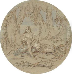 One of eighteen designs for a series of plates illustrating Venus and Adonis by Hablot Knight Browne