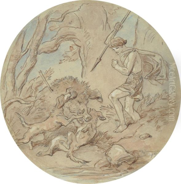 One of eighteen designs for a series of plates illustrating Venus and Adonis - view 1