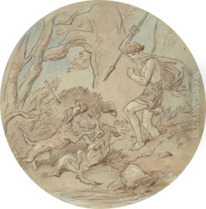 One of eighteen designs for a series of plates illustrating Venus and Adonis by Hablot Knight Browne