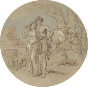 One of eighteen designs for a series of plates illustrating Venus and Adonis by Hablot Knight Browne