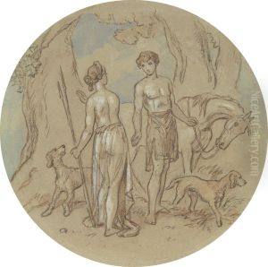 One of eighteen designs for a series of plates illustrating Venus and Adonis by Hablot Knight Browne