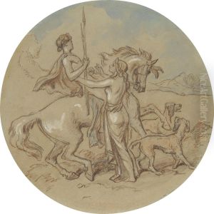 One of eighteen designs for a series of plates illustrating Venus and Adonis by Hablot Knight Browne