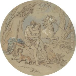 One of eighteen designs for a series of plates illustrating Venus and Adonis by Hablot Knight Browne