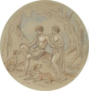 One of eighteen designs for a series of plates illustrating Venus and Adonis by Hablot Knight Browne