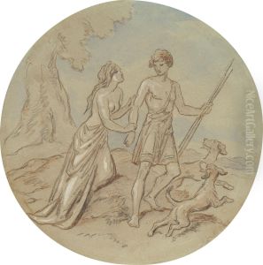 One of eighteen designs for a series of plates illustrating Venus and Adonis by Hablot Knight Browne