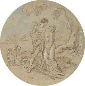 One of eighteen designs for a series of plates illustrating Venus and Adonis by Hablot Knight Browne