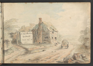 Landscape with Hamlet and Cart by William Brockedon
