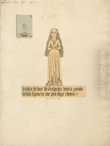 Brass Plate of a Woman from Layton Church by Daniel Lysons