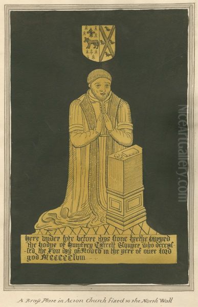 Brass Plate of a Kneeling Man - view 1